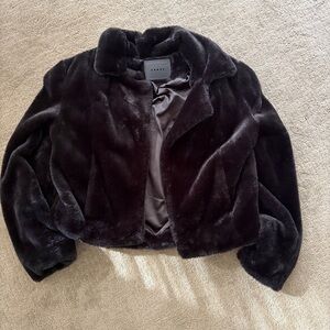 Blank NYC Black Faux Fur Cropped Teddy Jacket